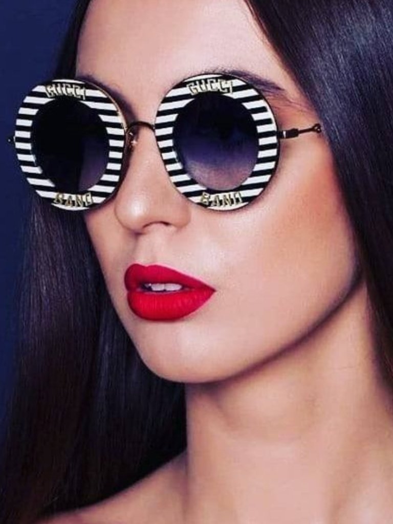 Gucci Gg0113s 008 Sunglasses Black Round Frame, Blue Gradient Lenses